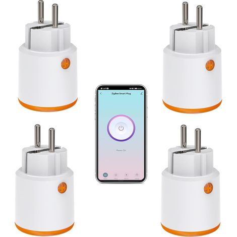 Intelligente Steckdosen – Zigbee Smart Plug mit Mess- und Timerfunktion, Steuerung per Tuya-App, Push-Benachrichtigung, Zigbee-Hub erforderlich, 16-A-Steckdose, kompatibel mit Alexa und Google Home (4 (1/5)