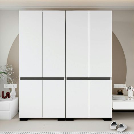 Dressing double blanc, 4 portes et 3 tringles BYRON