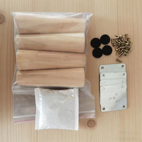 4 PcsPieds de Meuble Bois, 10 cm Pieds de Meubles, Pied de Meuble Bois, Pied Canapé Droits et Fuselés, avec Accessoires (1/5)