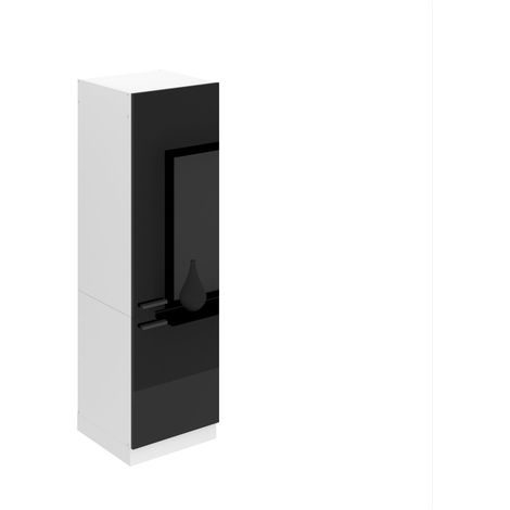 BELINI Meuble de Rangement pour Micro-Onde I Armoire de Cuisine avec 2 Portes I Meuble Cuisine 57,6 x 60 x 204 cm I Etagere Micro Ondes Couleur: Noir très Brillant (1/4)