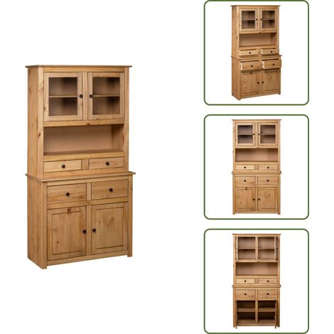 Buffet haut 93x40,5x180 cm Pin Gamme Panama - Buffet - Meuble De Rangement - Commode - Armoire - Mobilier Rustique