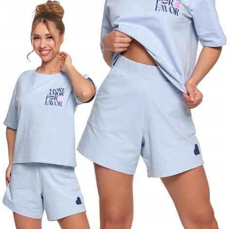 Pantaloncini da donna corti, eleganti, comodi, vestibilità ampia, vita alta, Moraj S, blu (1/5)
