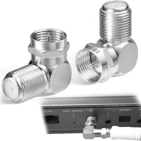 Lot de 2 connecteurs F Prise coudée à 90° pour câble Satellite et Adaptateur d'antenne pour récepteur TV coaxial (1/5)