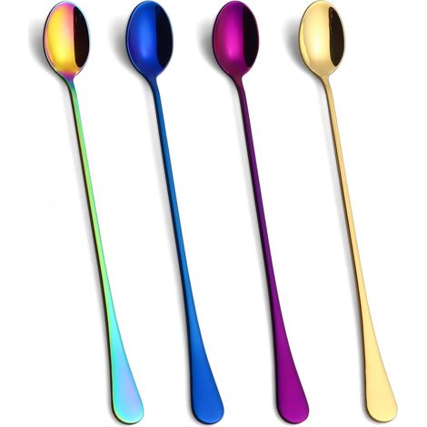 Cuillère À Café - Acier Inoxydable - 24 cm - Pour Boissons Fraîches Et Desserts - Lot De 4 (1/5)