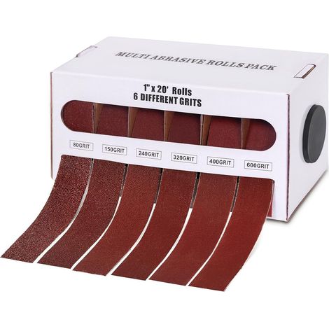 Emery Cloth Roll Set,  6 Grits,  80,  150,  240,  320,  400,  600 Grit Sandpaper,  Emery Paper with Dispenser,  Wet and Dry Abrasive Sandpaper Roll (1/5)