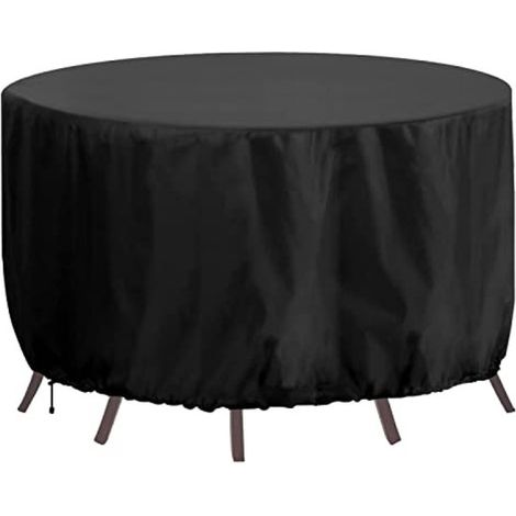 Gartenmöbelabdeckung 190x80 cm wasserdicht 420D Oxford für runden Tisch schwarz (1/5)