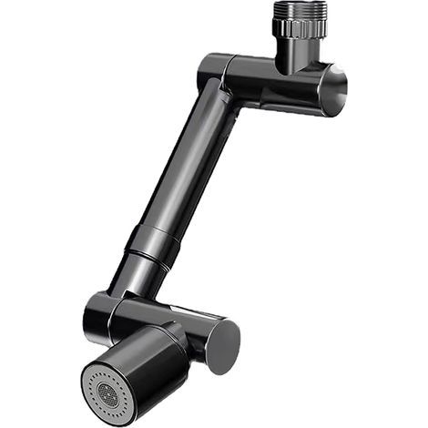 Extension de robinet universelle, aérateur d'évier pivotant à 1440 degrés, cuisine salle de bains, fixation de pulvérisation rotative, noir (1/5)
