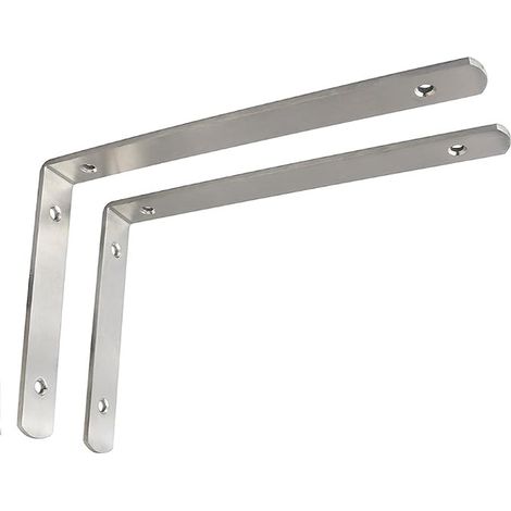L-Shaped Wall Shelf Brackets Stainless Steel Wall Shelf Brackets for Kitchen Bedroom Office 250 x 150 x 25 mm Brushed (1/5)
