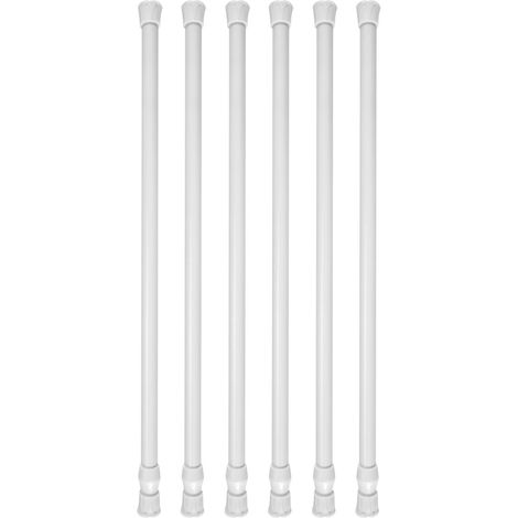 Tringle télescopique 6 pièces, tringle à ressort réglable pour armoire, tringle à rideaux, blanche (1/5)