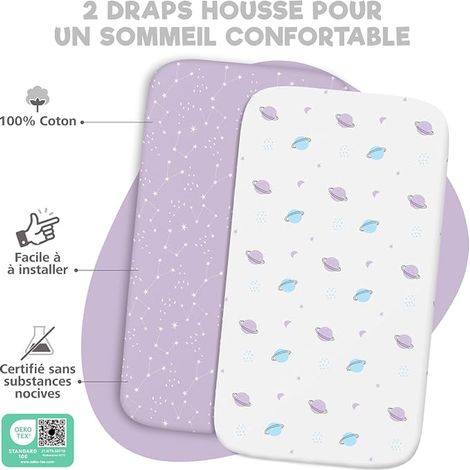 Drap Housse Cododo 50x83 + Protège Matelas Imperméable (1/2)
