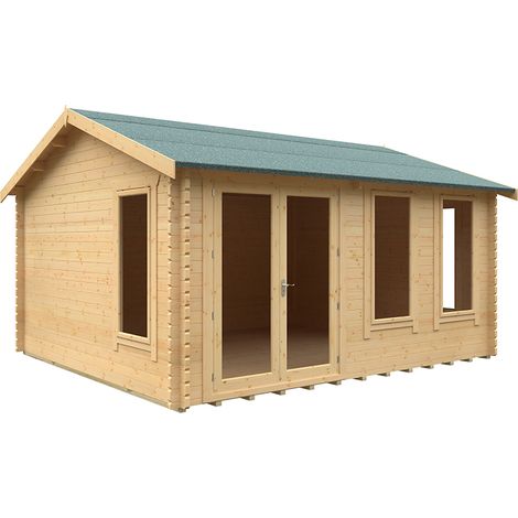 16x14 The Sherborne 44mm Cabin - L475 x W415 x H293.2 cm - Solid Wood/Softwood/Pine - Natural