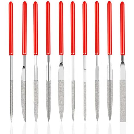 10Pcs Mini Diamond Needle Files for Manual Modeling Carpentry Polishing for Wood Jewelry DIY Metal (2mm x 100mm)