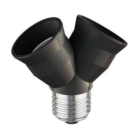 E27 Doppelfassung-Splitter für LED-Lampen, max. 15 W pro Fassung, 2 in 1, Schwarz (1/4)