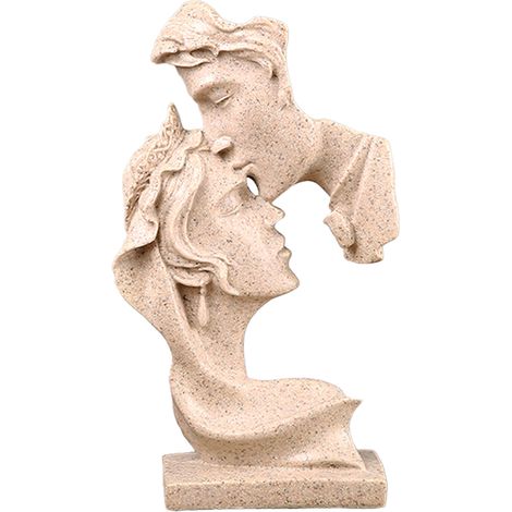 Figurine couple baiser passionné résine, sculpture amoureux, salon chambre, beige, décoratif, statue, bureau, maison (1/5)