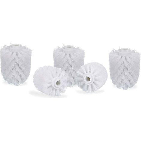 5 pièces tête de brosse WC de rechange blanc Brosses de rechange diamètre 8 cm (1/5)