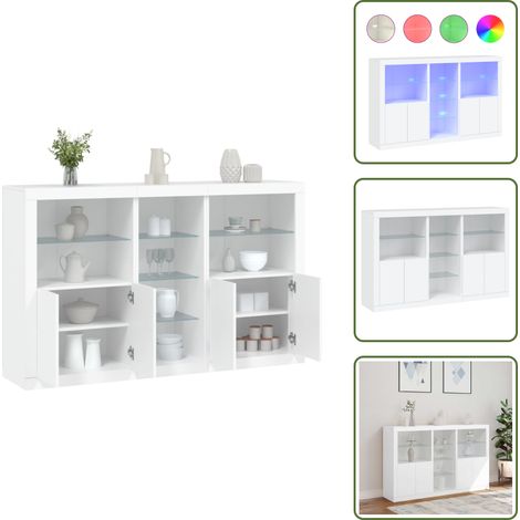 The Living Store Buffet avec lumières LED blanc 162x37x100 cm - Meuble De Rangement - Buffet - Meuble Tv - Luminaire Led - Décoration Intérieure (1/5)