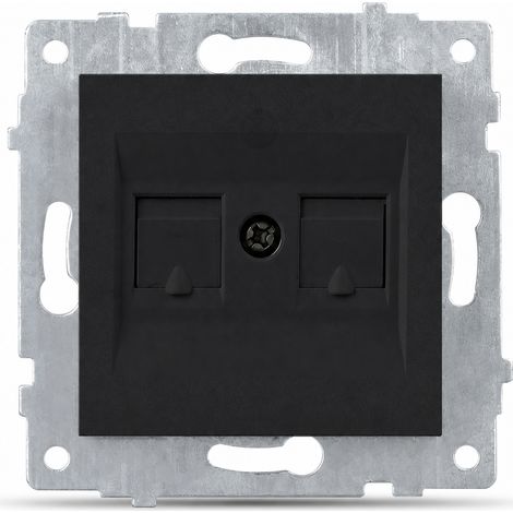 Module téléphone RJ45 encastrable 80 mm 16A noir