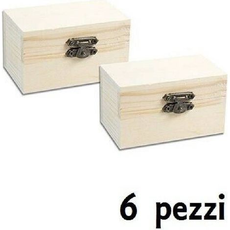 TrAdE Shop Traesio - Set 6 Scatoline In Legno Decoupage Portagioie Scatola Cofanetto 8,8x5x5,5cm -