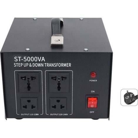Transformateur de Volt 5000W Réglable avec Fusible 20A, 2 Prises AC 110V/2 Prises AC 230V Convertisseur de Tension Volt pour Laboratoires Scientifiques, Industrie (1/5)