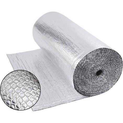 Isolant Thermique 0,6x10M, Rouleau Film Aluminisé a Bulles Double Face 4mm Résistant pour Réflecteur de Chaleur et de Froid, Idéal pour Radiateur, Mur, Voiture, Fenetre (1/5)