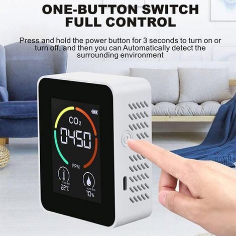 Détecteur Co2 - Capteur Dioxyde De Carbone - Affichage LCD 2,8 Pouces Température Humidité - Usage Agricole Serre Domestique - 1 Pièce (1/4)