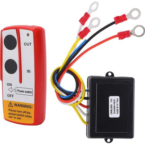 Kit de commande à distance sans fil universel pour treuil avec récepteur 12 V/24 V pour camion, Jeep, VTT, SUV (rouge) (1/5)