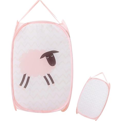 Panier Pliable Avec Poignée Panier à Linge en Maille Filet Panier à Linge Cartoon Hamper pour Enfants Jouets Chaussures 5030CM (1/5)