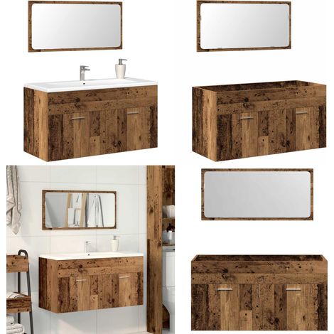 vidaXL Badschrank mit Spiegel Altholz-Optik Holzwerkstoff (1/5)