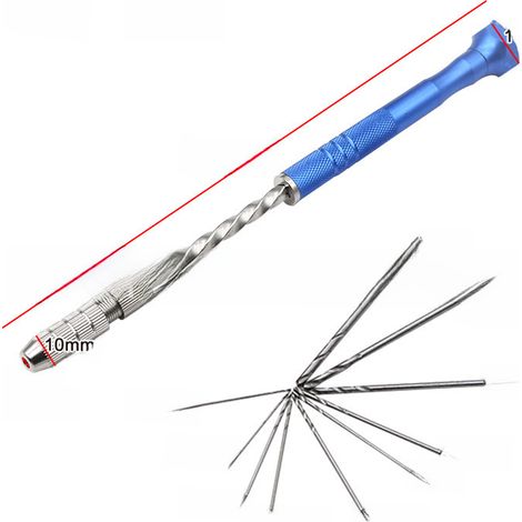 Irovami Foret hélicoïdal semi-automatique allongé bleu transfrontalier 0,5-3 mm pour circuit imprimé en plastique ambré (Foret hélicoïdal bleu avec 10 petits forets [48 g]) (1/5)