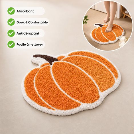 Tapis de Bain Demi-cercle 40 x 60 cm Polyester - Tapis Salle de Bain Motif Fruit (1/5)