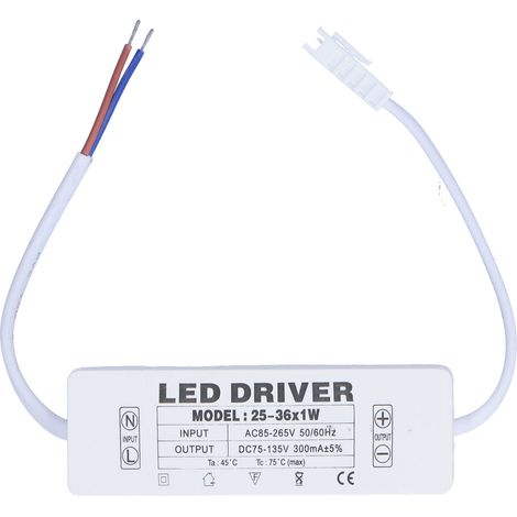 LED-Netzteil 25-361W, Konstantstrom 300mA, Eingang AC85-265V, Ausgang 75-135VDC, wasserdichter isolierter Weitspannungstransformator für LED-Anschluss. (1/5)