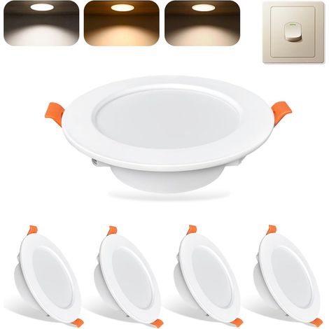 Lot de 5 Spot LED Encastré, Dimmable Blanc, IP44 Extra Plat, 3000K-6000K, Pour Salon Cuisine (1/5)