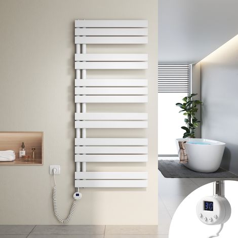 Heilmetz Secador de Toallas Eléctrico, Secador de Toallas Plano con Elemento Eléctrico Temporizador, Conexión Lateral,140x60cm, 800W, Blanco