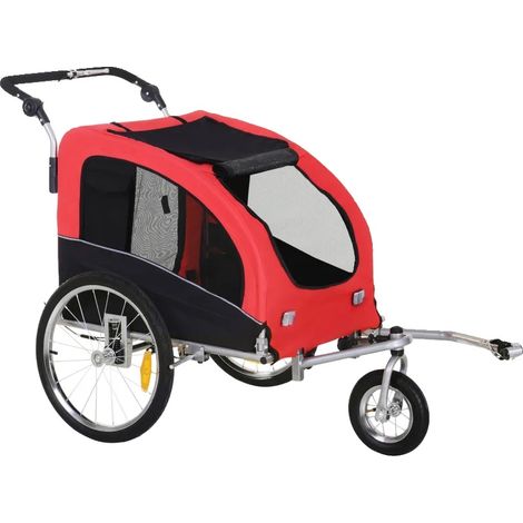Remolque para perros, función 2 en 1, apto para perros de tamaño mediano, dimensiones 155 x 83 x 108 cm, carga máxima 30 kg, compatibilidad universal con bicicletas. (1/5)