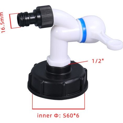 Adaptateur IBC S60x6 Filetage Grossier 1/2" – Connecteur Vidange Tuyau Arrosage