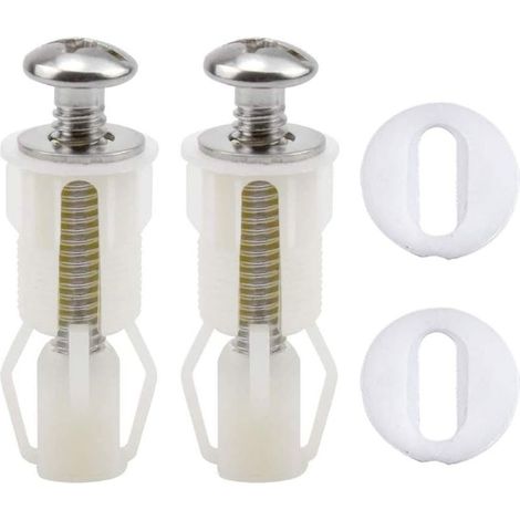 Fixation Abattant WC,2 PCS Vis de Siège de Toilette Écrous en Caoutchouc Expansibles Raccords de Siège de Toilette Universels Vis pour Couvercle de Couvercle de Toilette Blanc (1/5)