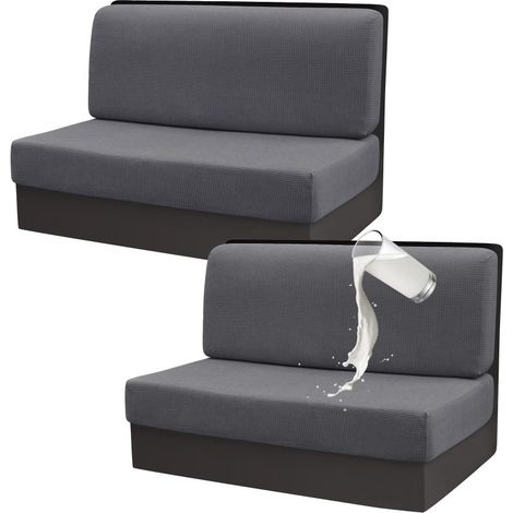 Fodere per cuscini RV Gollense, impermeabili ed elasticizzate, 2 pezzi (2 schienali + 2 panche), grigio scuro