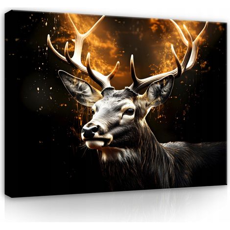 tableau cerf abstrait grand xxl moderne 100x70 (1/3)