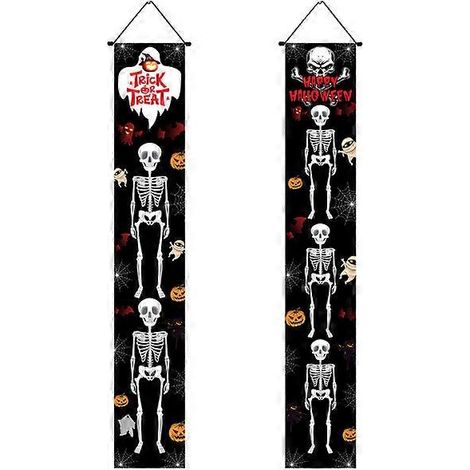 Cadeaux pour Halloween- 8 Skull Ghost Bride Groom Couplet Porch Door Banner Happy Trick Or Treat Hanging Sign Ornaments Decorations (1/5)