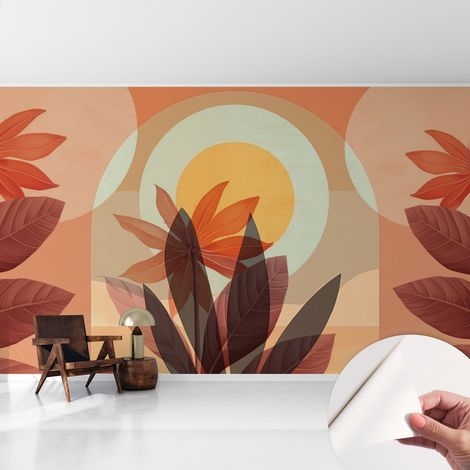 Tapete Selbstklebend - abwaschbar - Tapete mit Motiv - trendige Wanddeko - elegant Fototapete Blumenabstraktion 416x254 cm (1/5)