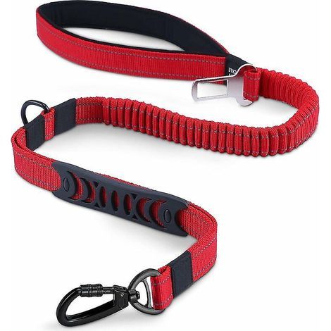 rouge Laisse Pour Chien Zero Shock Pour Grands Chiens, Laisse Lastique Rflchissante De 3,6 4,9 Pieds Avec Amortisseur Lastique Et Mousqueton Soli (1/5)