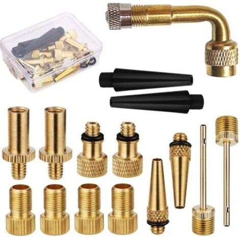 FENOPLASTICAJeu d'adaptateurs de valve de vélo, 15 pièces, embouts réducteurs, jeu d'adaptateurs de gonflage de pneus, aiguille de pompe à bille, universel.. (1/4)