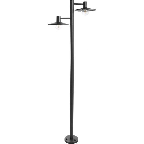 Lampadaire de Jardin Moderne Abat-jour en Aluminium 2 Lumières Éclairage d'Extérieur Noir Baralia (1/5)