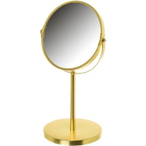 Miroir grossissant sur pied - JUANIO - Modèle JUANIO - Double face x2 - Métal doré mat - 19×15×35 cm (1/3)