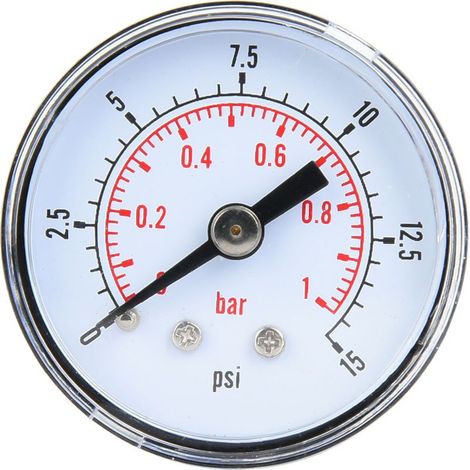 Niveau de Mesure de la Pression Mécanique pour L'huile D'air, Couverture à Double échelle, Mesure Exacte de L', 1/8 Ccc (0-15psi, 0-1bar) (1/5)