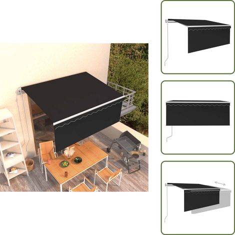 Markise mit Fernbedienung - vidaXL Markise Automatisch Einziehbar mit Volant 3,5x2,5 m Anthrazit - Markise Anthrazit (1/5)