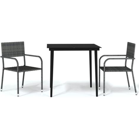 Ensemble à manger de jardin 3 pcs,Salon de jardin Gris CFW49659 (1/5)