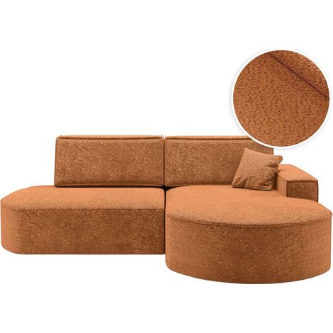 Canapé d'angle droit convertible 4 places MARLO en tissu chenille - Terracotta