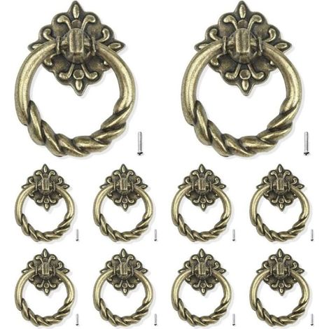 Lot de 10 poignées de porte, de tiroir, en bronze, pour armoires de cuisine, buffet, tiroir (1/3)