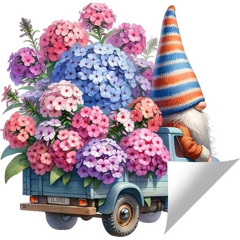 Autocollant statique pour verre avec gnome - Réutilisable et imperméable - pour salle de bain et cuisine - Rose (1/5)